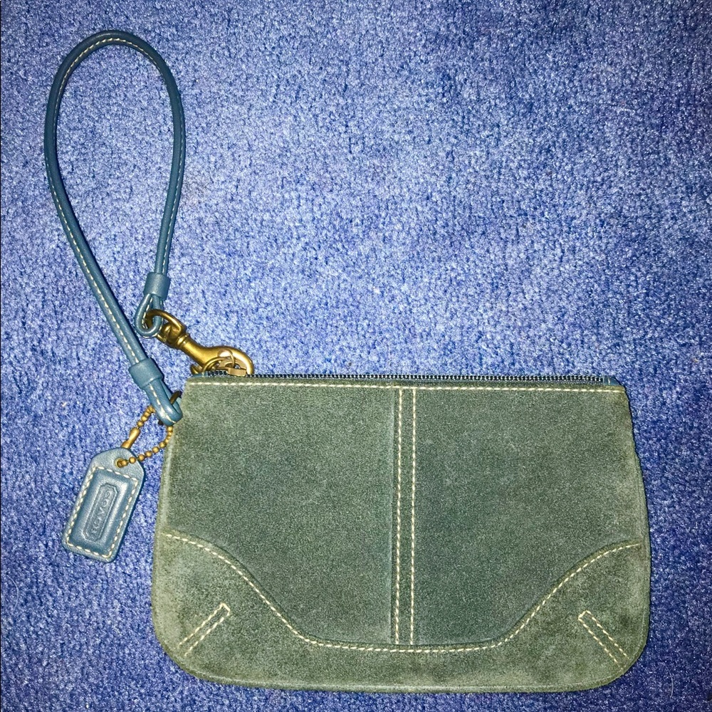 Authentic COACH Blue Suede Wristlet
